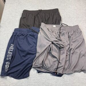 Neleus Shorts Men Large Black‎ Gray Navy Mesh Lined Athletic Gym Training 3 Pack